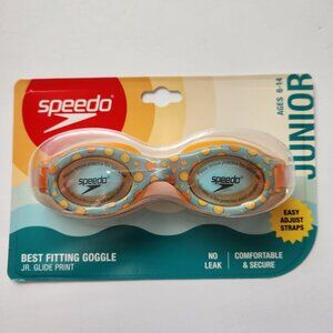 Speedo Junior Glide Print Swimming Goggles Ages 6-14 Anti-Fog UV Protection Oran